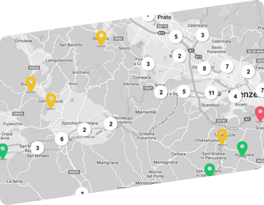 mappa del Centro Italia con i punti assistenza Program